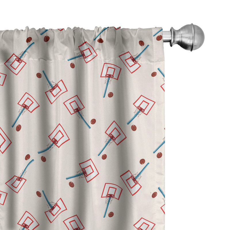 Basketball Semi-Sheer Rod Pocket Sliding Panel, 28" x 84"