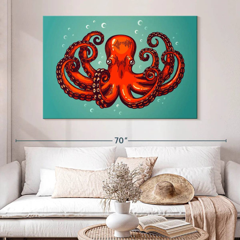 Mighty Red Octopus, 34" H x 51" W