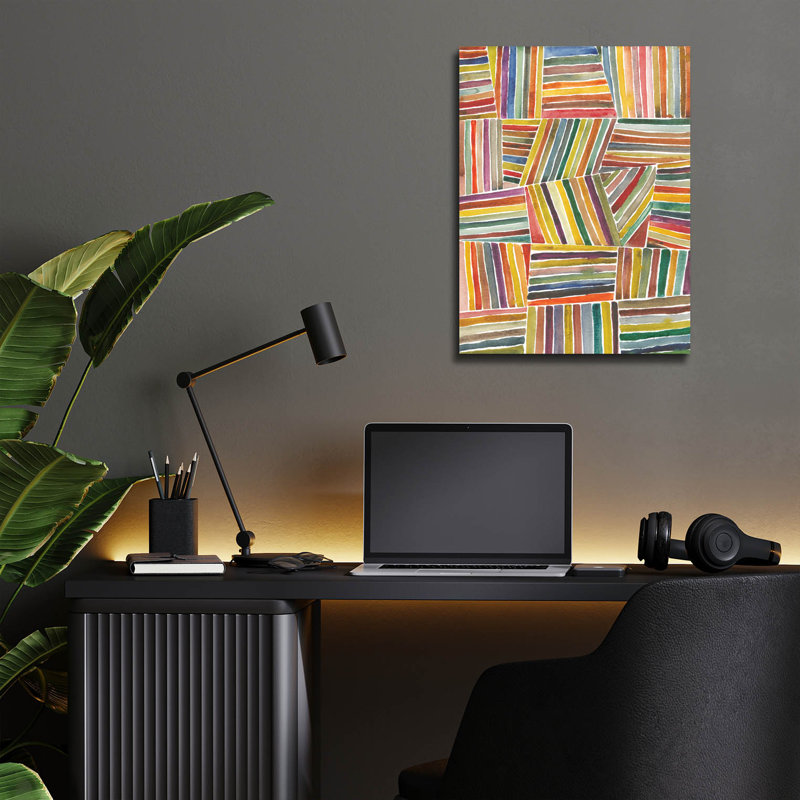 «Stripes 1» par Cheryl Warrick, art mural en verre acrylique, H 16 po x l 12 po x P 0,13 po