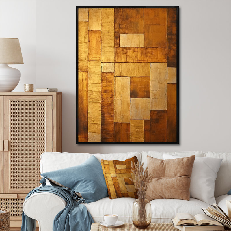 Bronze Brilliance Symetry V - Abstract Shapes, impression d'art mural, H 20 po x l 12 po x P 1 po, Cadre flottant noir