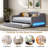 Modern Upholstered Daybed With Led Belt, Trundle And Button Tufted Design-14812472