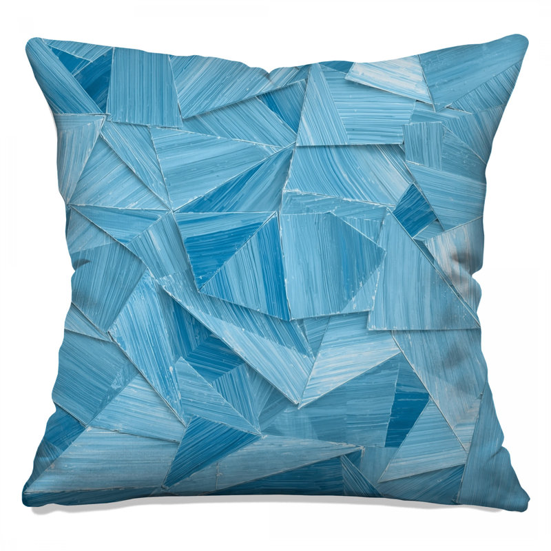 Blue Triangular Shapes Double Sided Throw Pillows, 26 x 26 inches