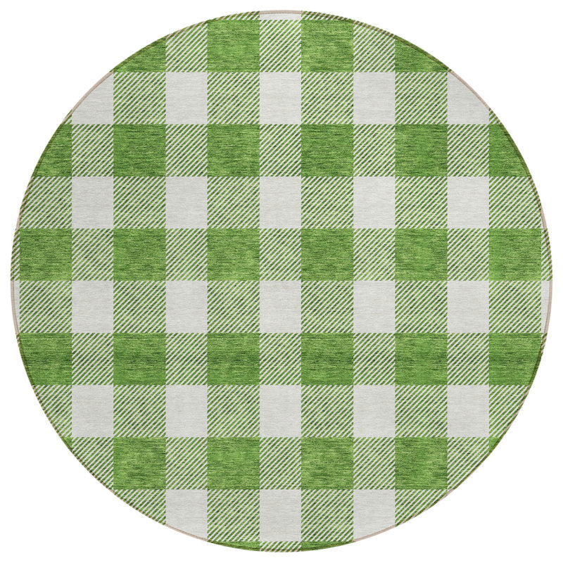 Colzie Gingham Indoor / Outdoor Rug, Round 8'