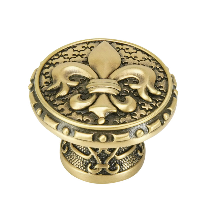 FLEUR DE LIS KNOB; FLORENTINE , Museum Gold