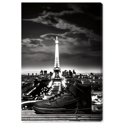 Paris Sneaker City Canvas Black White Sneaker City Prints By Notoriart