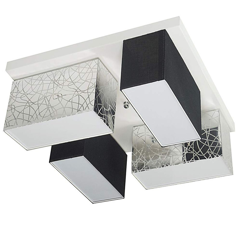 Pasko Fabric Semi Flush Mount, Silver/Black transparent