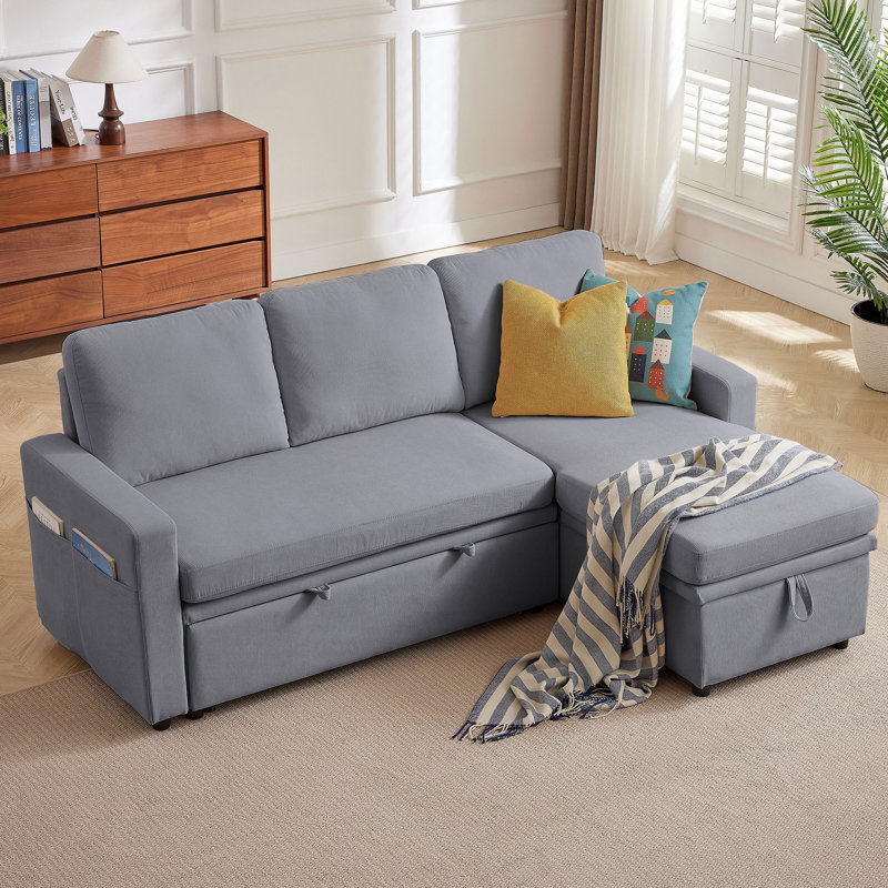 78.94" Upholstered Sleeper Sofa, Light Gray