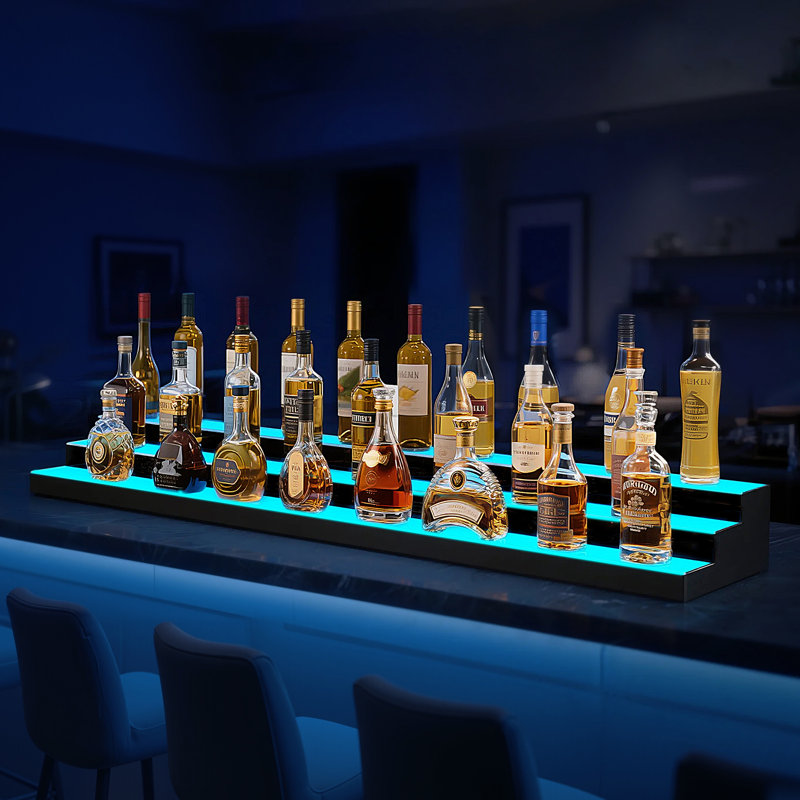 Présentoir à boissons alcoolisées à DEL à 3 niveaux 70 pouces pour 52 bouteilles