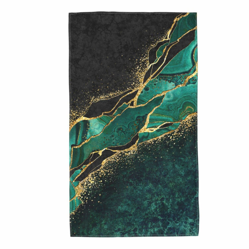 LuxSoft Green Marble Hand Towels - Ultra Absorbent, Luxurious Texture for Bathroom, Hotel, Gym, and Spa - 27.5x15.7in