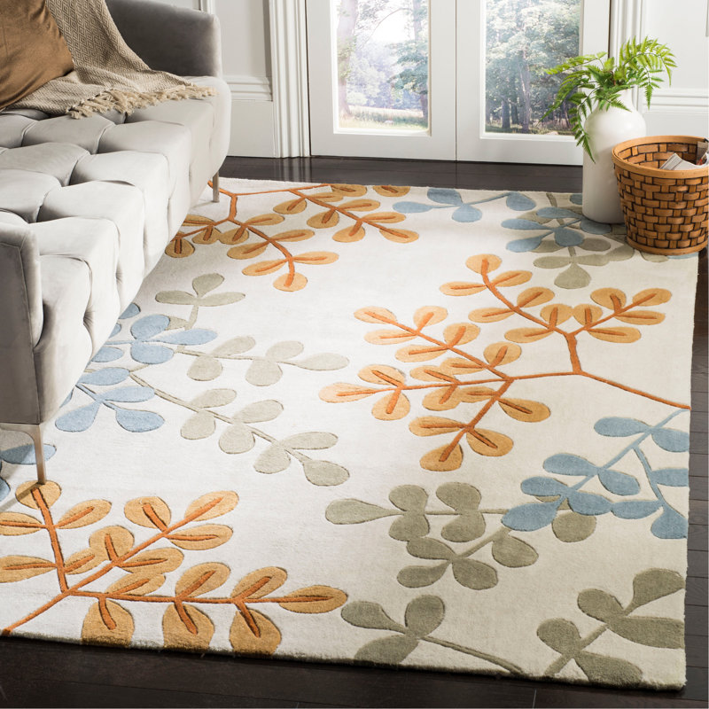 Tapis à motif floral touffeté à la main Modern Art, Rectangle 5 pi x 8 pi