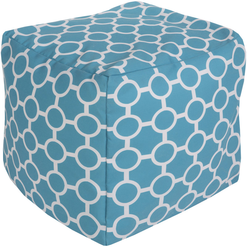 Newry Upholstered Pouf, Aqua