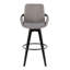 Tabouret de bar à hauteur fixe avec pivot en bois noir et tissu avec repose-pieds rond en métal - ensemble de 2