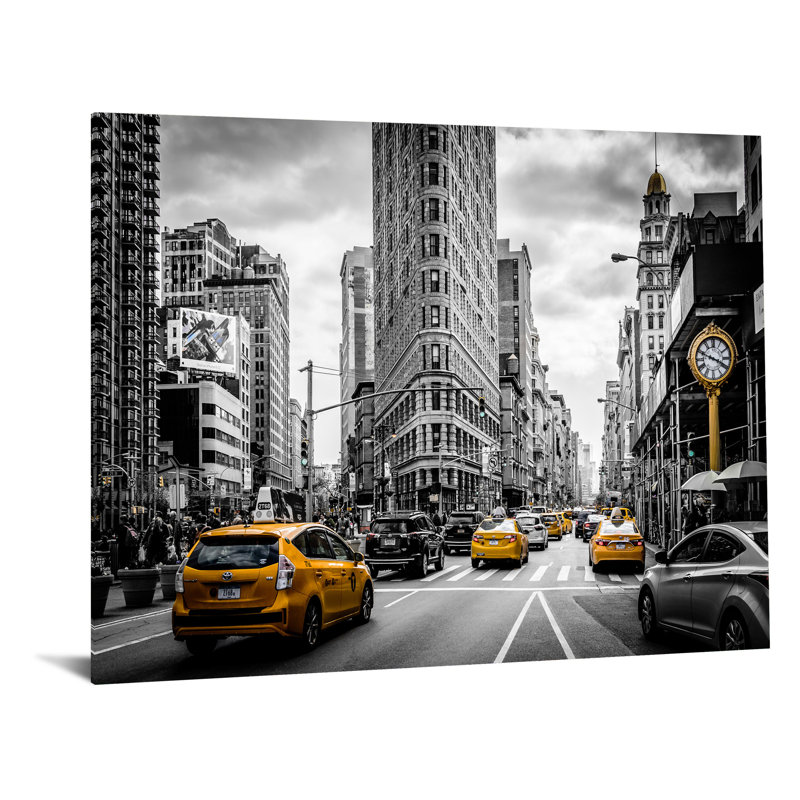 Art mural en verre trempé carré jaune sans cadre Time - 60 po x 40 po