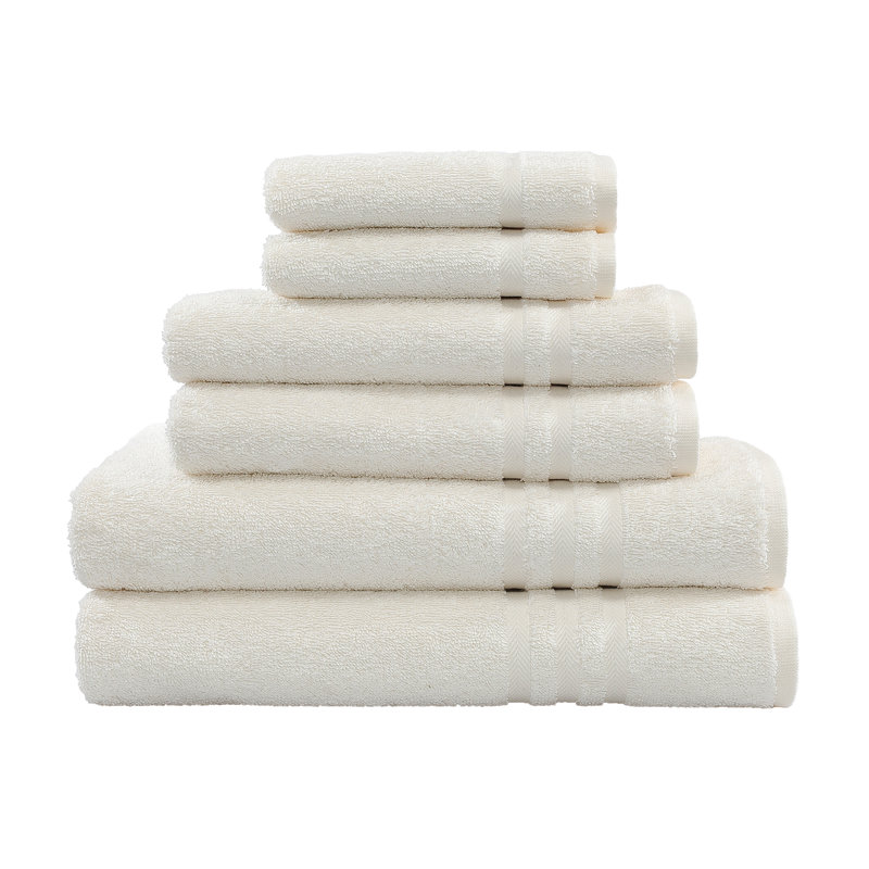 Ensemble de serviettes en coton turc 6 pièces Denzi, Crème