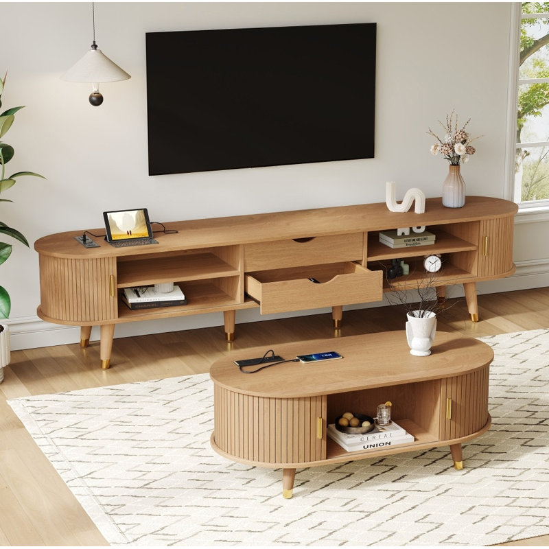 Ensemble de meuble télé et de table basse Mid-Century Farmhouse