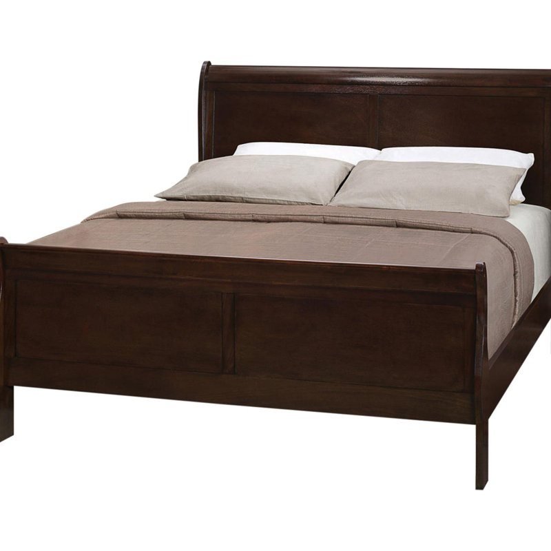 Lit double classique en cappuccino riche, Lit double