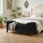 Grand banc de repose-pieds rembourré en tissu Boucle avec coussins - banc de fenêtre rembourré confortable pour le salon, banc d'entrée avec structure en bois massif, sièges confortables avec tissu bouclé doux de qualité supérieure, assemblage fac-1483223620