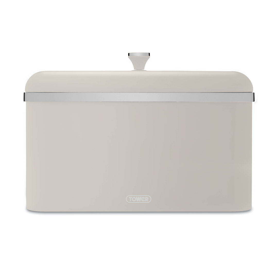 Tower Unisex Stone Cavaletto Bread Bin, Airtight, Carbon Steel, Latte & Chrome T826130msh In A - Image 7