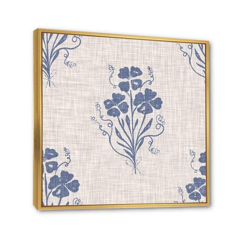 Silhouette féminine et bouquet floral - reproduction d'art sur toile moderne38656, Cadre flottant doré