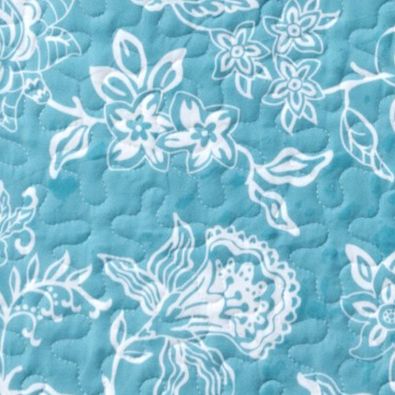 Emma Blue Floral Reversible Microfiber Twin Quilt Set