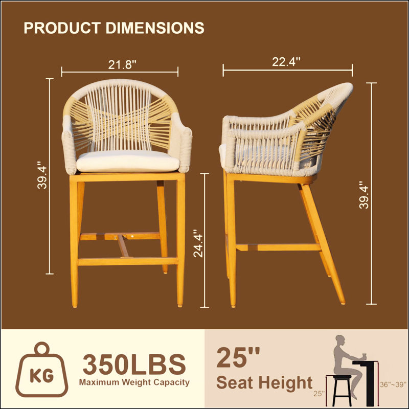 Bar Stools Set Of 2 With Arm And Backrest