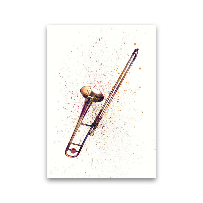 Trombone Watercolour by Michael Tompsett - Print, Unframed, 84cm H x 60cm W x 1cm D