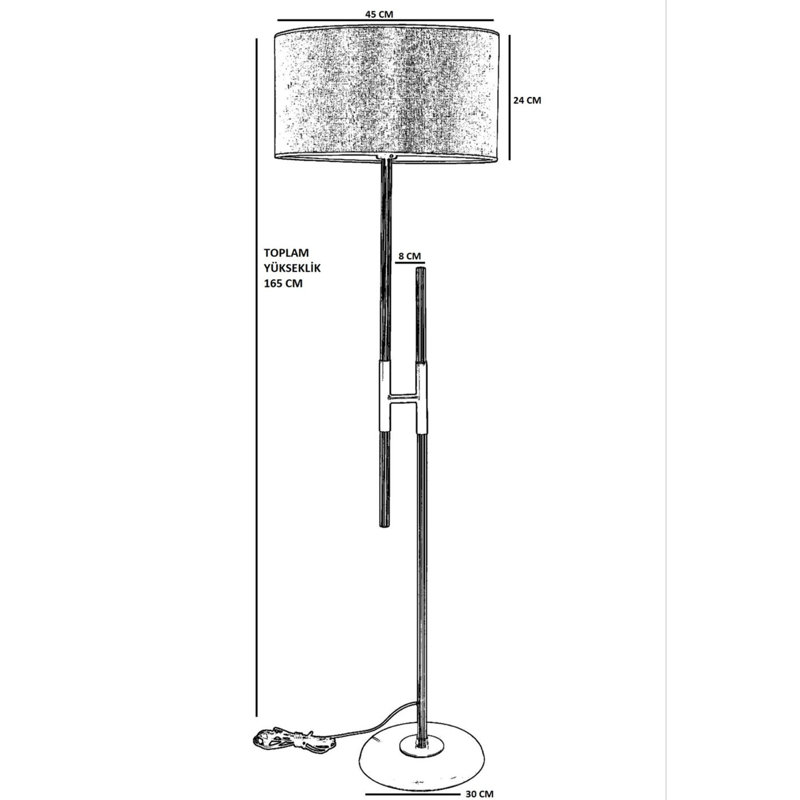 Razo 165cm Traditional Floor Lamp, Bronze, Light Grey