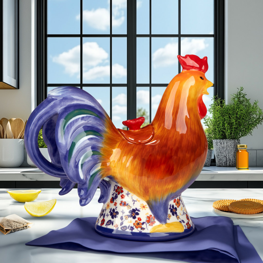 Morning Rooster 3-D Rooster Teapot 9.25in x 4.5in x 8in Certified International
