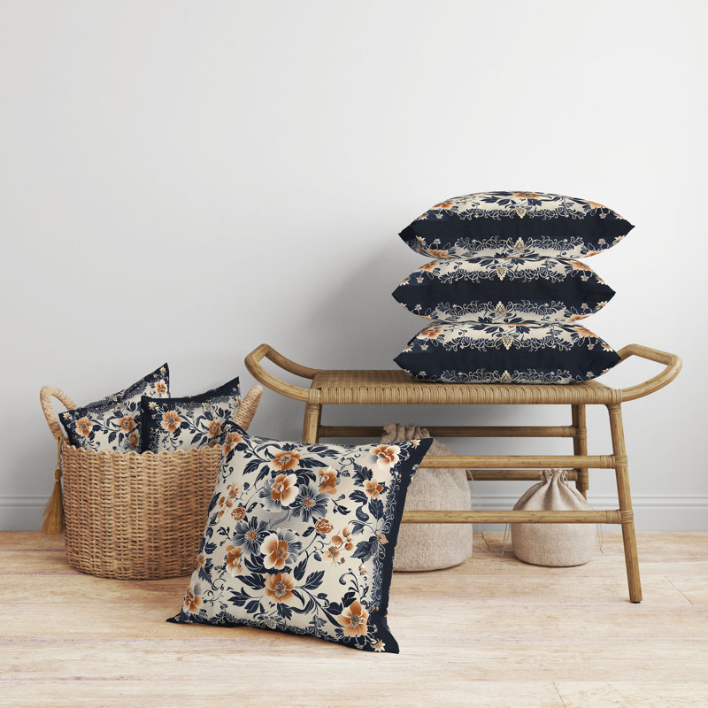 Flower Hub Floral Reversible Throw Pillow, 18" H x 18" W