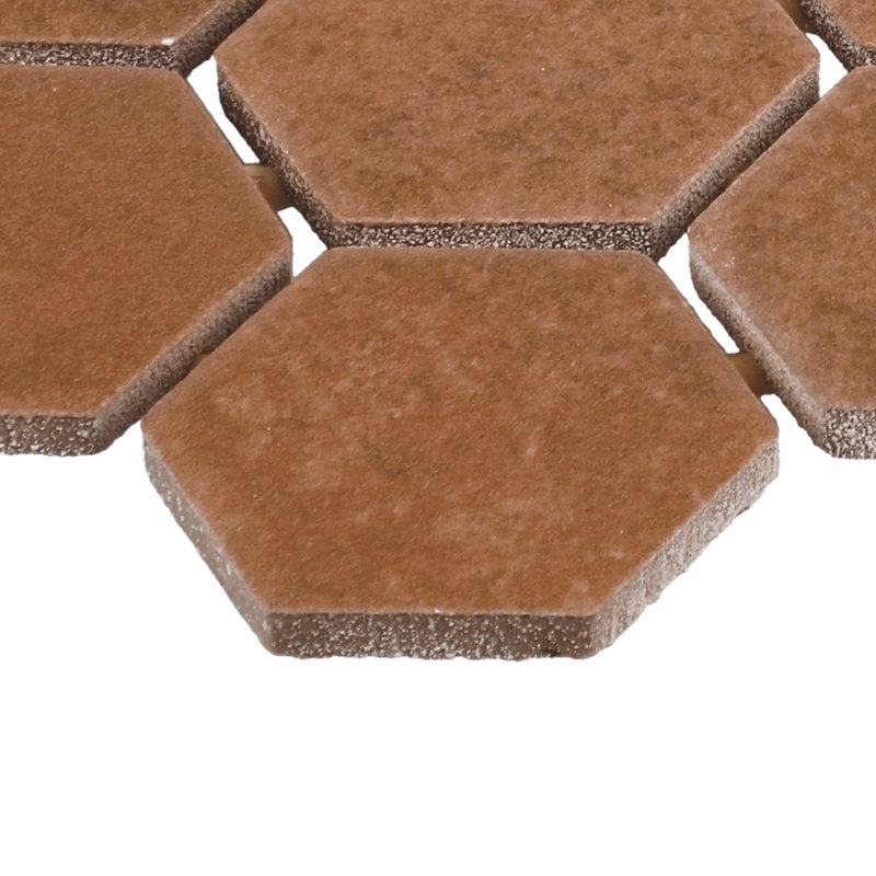 Itona 1-1/2" x 1-1/2" Ceramic Hexagon Mosaic (12 PC per Carton) (9.72 SQFT per Carton), Terra Cotta