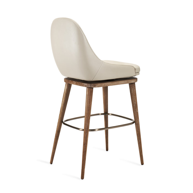 Harper Swivel Bar Stool, Counter Stool (26” Seat Height), Cream Latte, Autumn Brown/Satin Brass