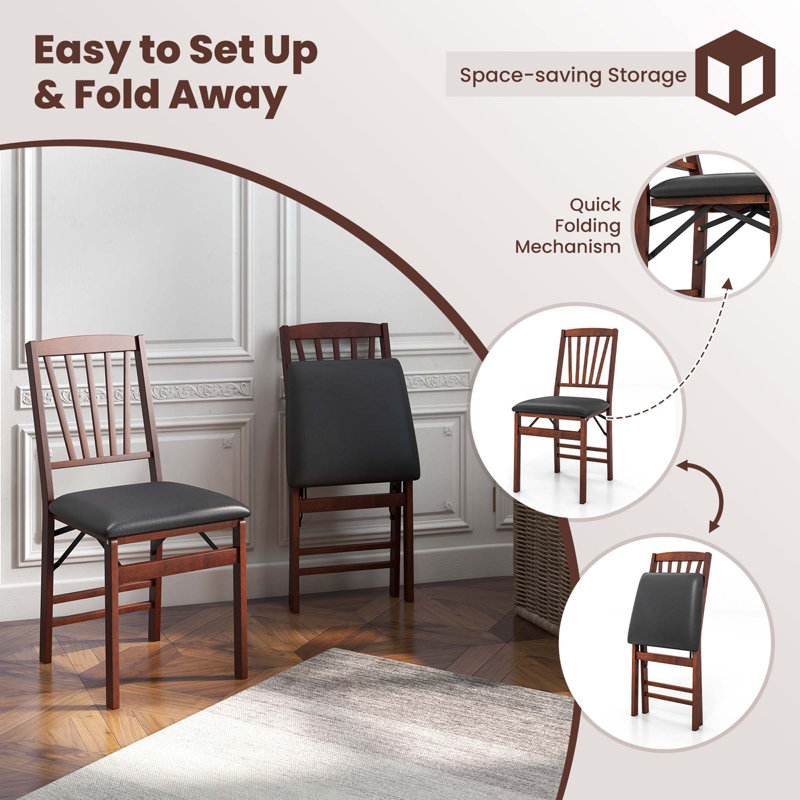 PU Padded Folding Dining Chairs Folding Chair Set