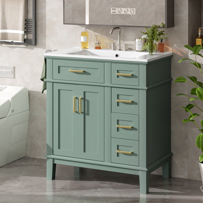 Meuble-lavabo simple 30 po avec comptoir en céramique
