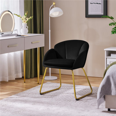Flower Shape Tub Chair with Golden Metal Legs 