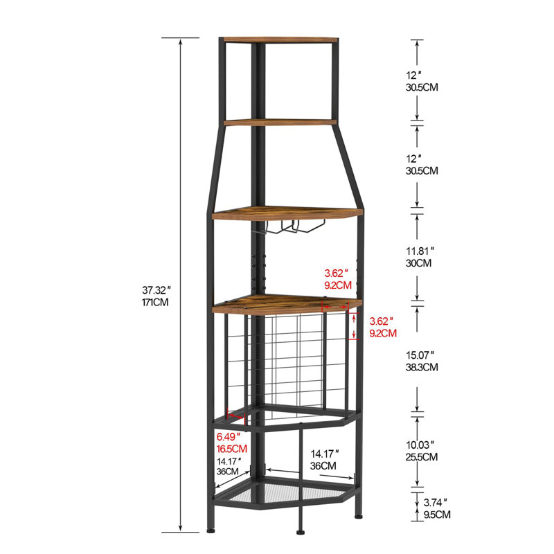 Ryans 16 Bottle Wine Bottle & Glass Rack, Brown
