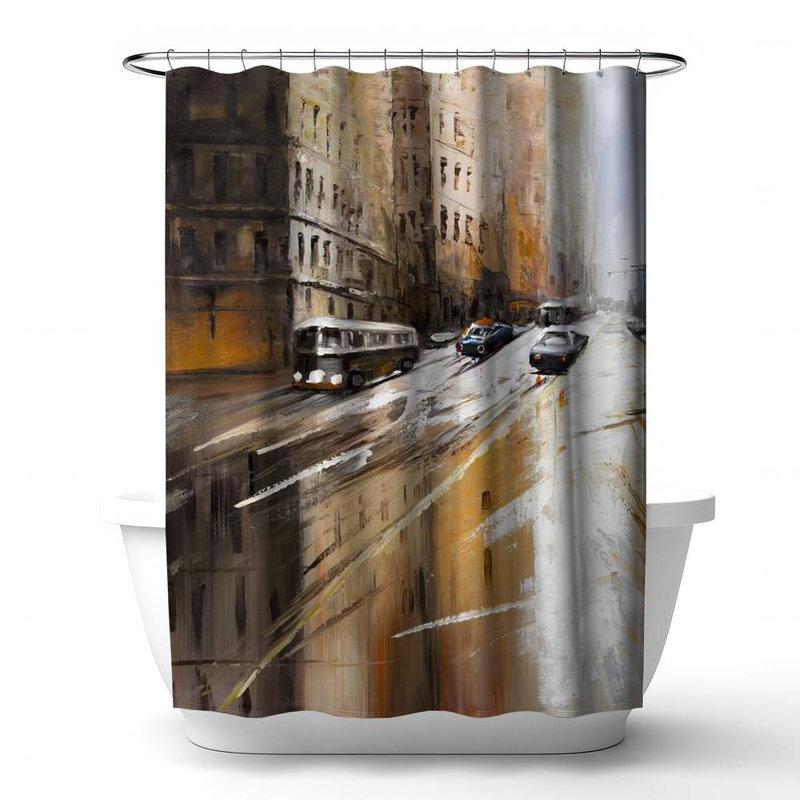 Shower Curtain CI244 – Polyester Shower Curtain, Dye Sublimation Print, 71" W × 74" L