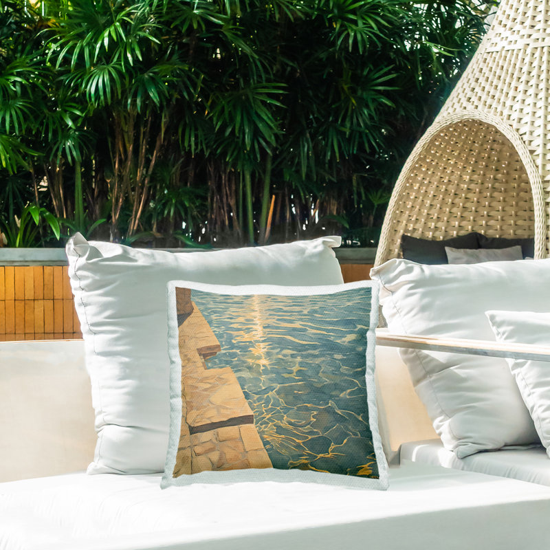 Conception de coussin d'extérieur Sunlit Pool Reflection