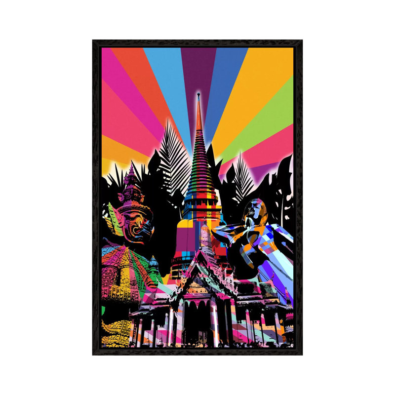 Bangkok Psychedelic Pop by 5by5collective - Gallery-Wrapped Canvas Giclée on Canvas, 66.04 cm H x 45.72 cm W, Black Framed