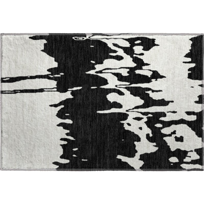 Premium Machine Washable Prisco Black Rug