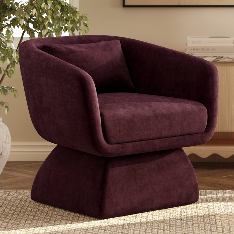 Zeno Chenille Lounge Chair in Mello Plum