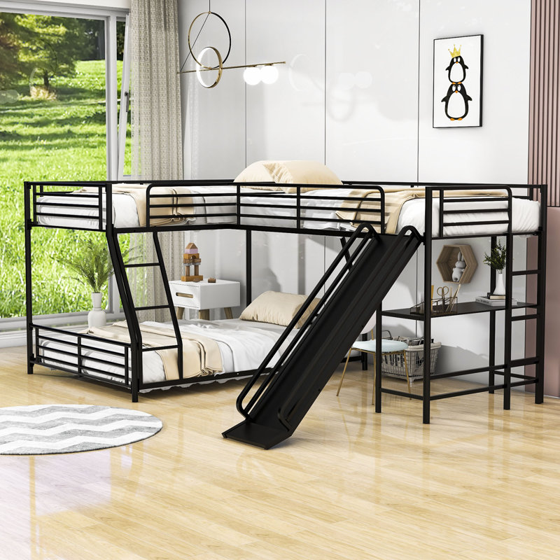 Kitson Twin Over Full Metal L-Shaped Bunk Bed with Built-in-Desk by Isabelle & Max™