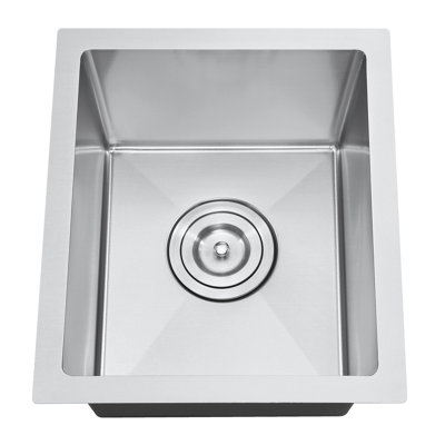 Évier de bar encastrable en acier inoxydable avec crépine L 15 po x l 13 po ATTOP