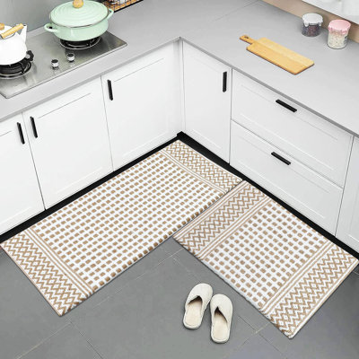 Cotton Hand-Woven Cushioned Anti-Fatigue Kitchen Runner Mat  Set – 18X48 | 18X30 Inches