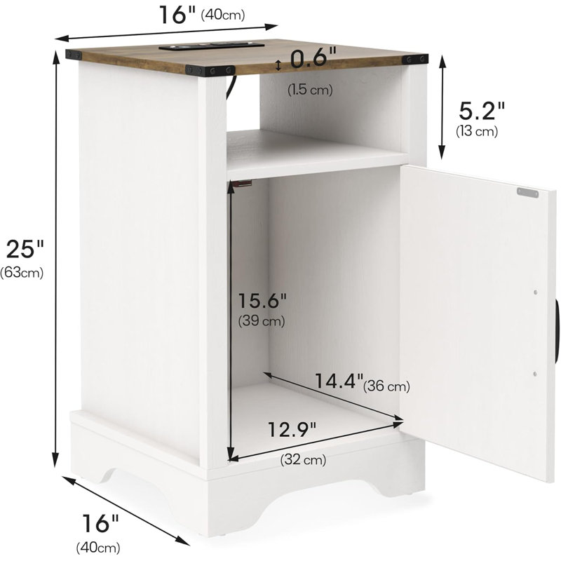 40cm W Manufactured Wood Bedside Table