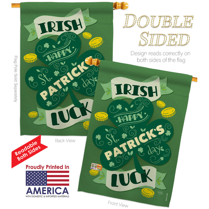 Polyester à 2 côtés 40 x 28 po irish chance spring st patrick ensemble de drapeau