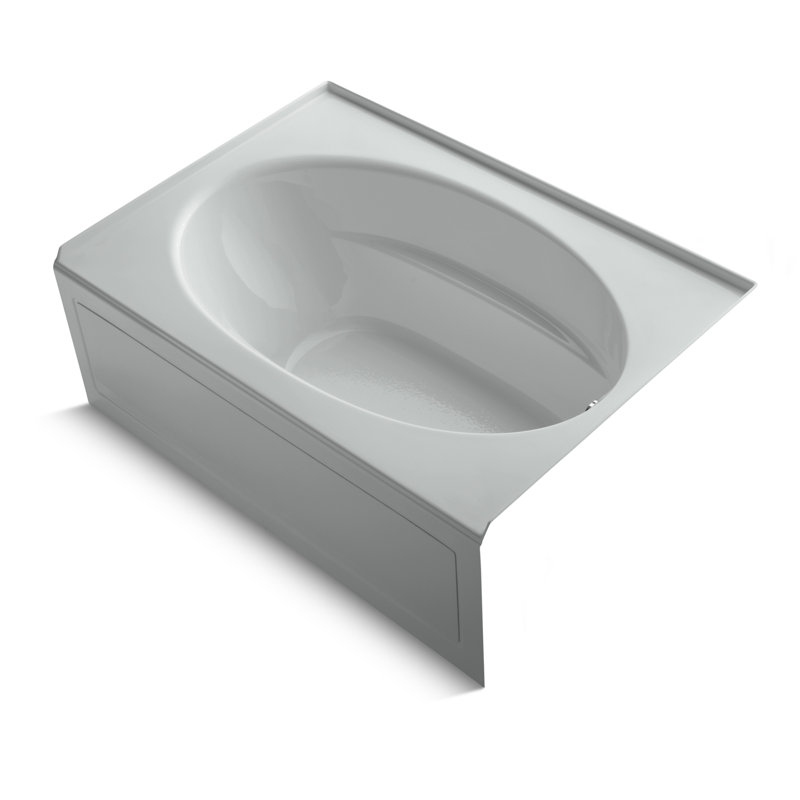 Windward 60" x 42" Alcove/Tile In Soaking Acrylic Bathtub, Ice Gray, Right