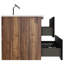 Meuble-lavabo noir et noyer doux 36 po avec lavabo en céramique intégré, trop-plein, conception flottante, tiroirs rayés élégants, glissières silencieuses, 20% plus d'espace de rangement en noyer, mélange de couleurs, poignée fermée