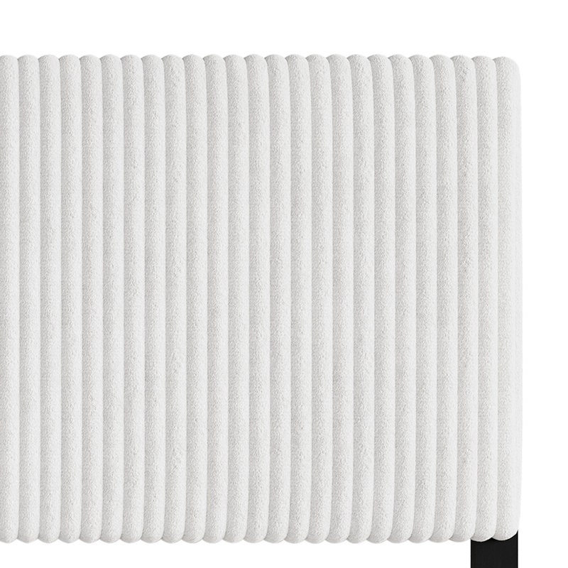 Tête de lit tapissier en velours Natusuko, Très grand lit, Blanc