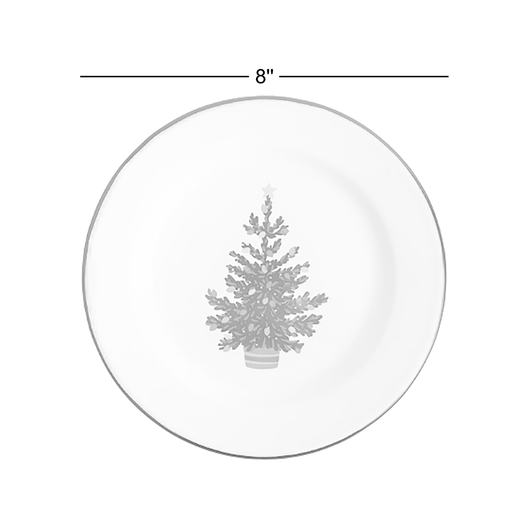 Crow Canyon Enamelware Helmsie x CCH Christmas Tree Flat Salad Plates, Green Rim