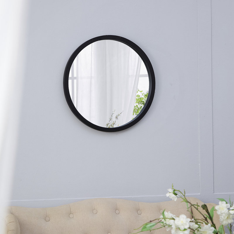 Miroir mural 20 "x 20" avec cadre en bois, Noir